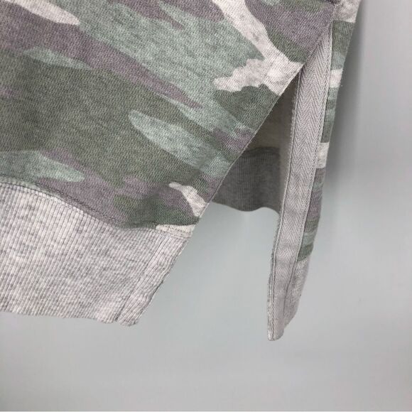 Aerie Camo Sweatshirt Womens Medium Gray Green Side Slits Oversized Souchy Rib - Picture 5 of 10